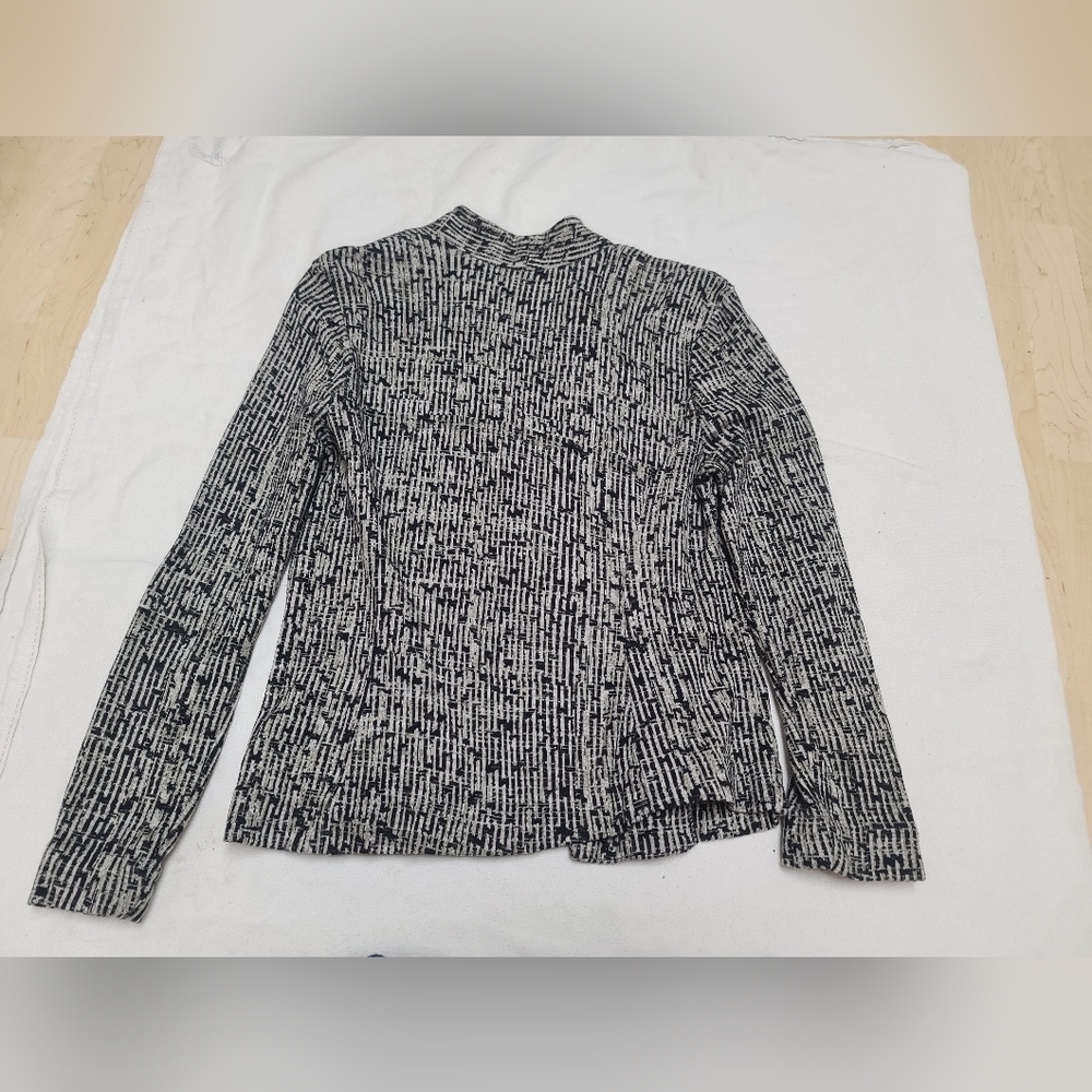 Nic & Zoe Black and White Open Front Cardigan, Blazer Jacket, Petite Medium - Picture 2 of 7